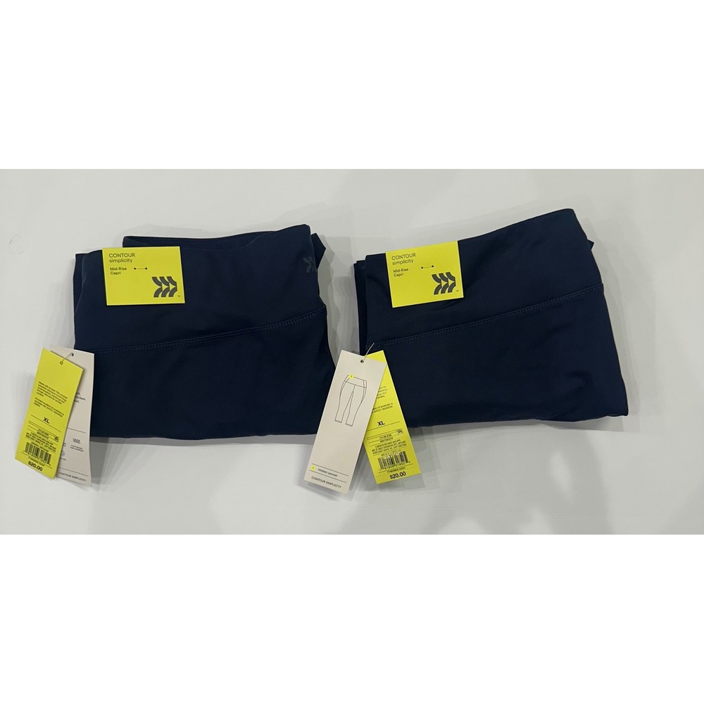 All in Motion 2pk Womens XL Navy Blue Mid-Rise Capri Leggings NWT